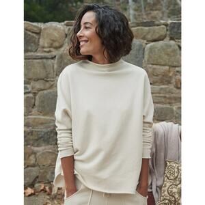 NWOT Frank & Eileen Effie Long Sleeve Funnel Neck Capelet Off-White Cream XS